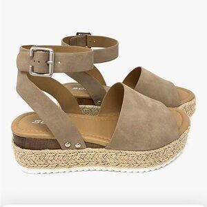 Espadrille open toe sandal, size 6.5